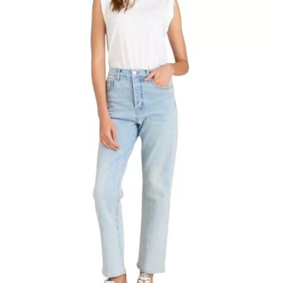 Veronica Beard Denim - VERONICA BEARD Blake Classic Straight High Rise Jeans Glacier Blue 32 -M…